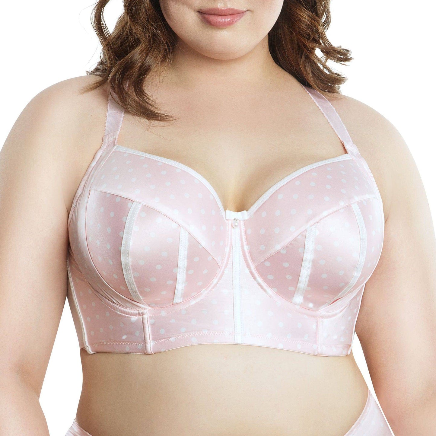 Charlotte Full Bust Padded Longline Bra - Petal Pink Dot