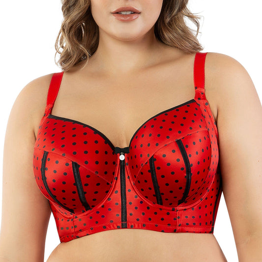 PARFAIT Charlotte Longline 6977 Women's Full Bust Padded Bra  - Racing Red Dot