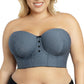 Dolly Denim Longline Strapless Bustier - Dark Blue Denim