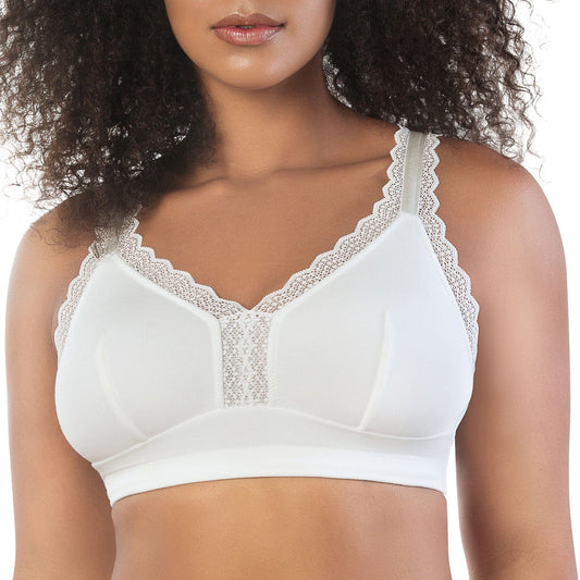 PARFAIT Dalis P5641 Women's Full Busted and Curvy Wire Free Bralette - Pearl White