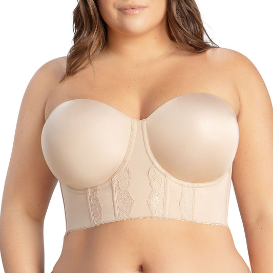 PARFAIT Elissa P50116 Women's Full Bust and Full Figure Strapless Longline Bra - European Nude
