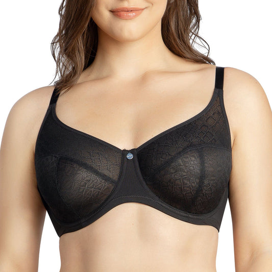 PARFAIT Enora P5272 Women's Full Bust Supportive Full Coverage Unlined Minimizer - Black