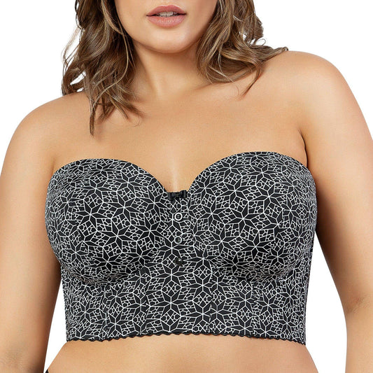Marissa Full Bust Longline Strapless Bra - Black Mosaic