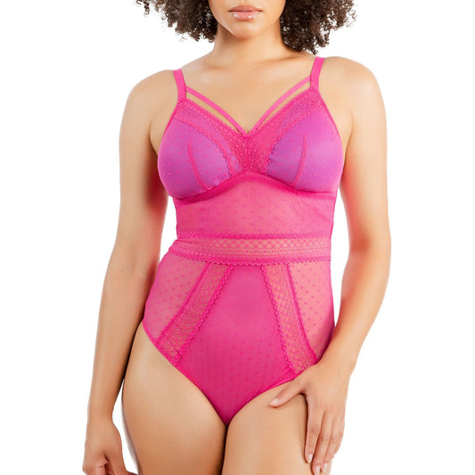 PARFAIT Mia Dot P6017 Women's Sexy Wire-free Bodysuit Lingerie - Bright Pink