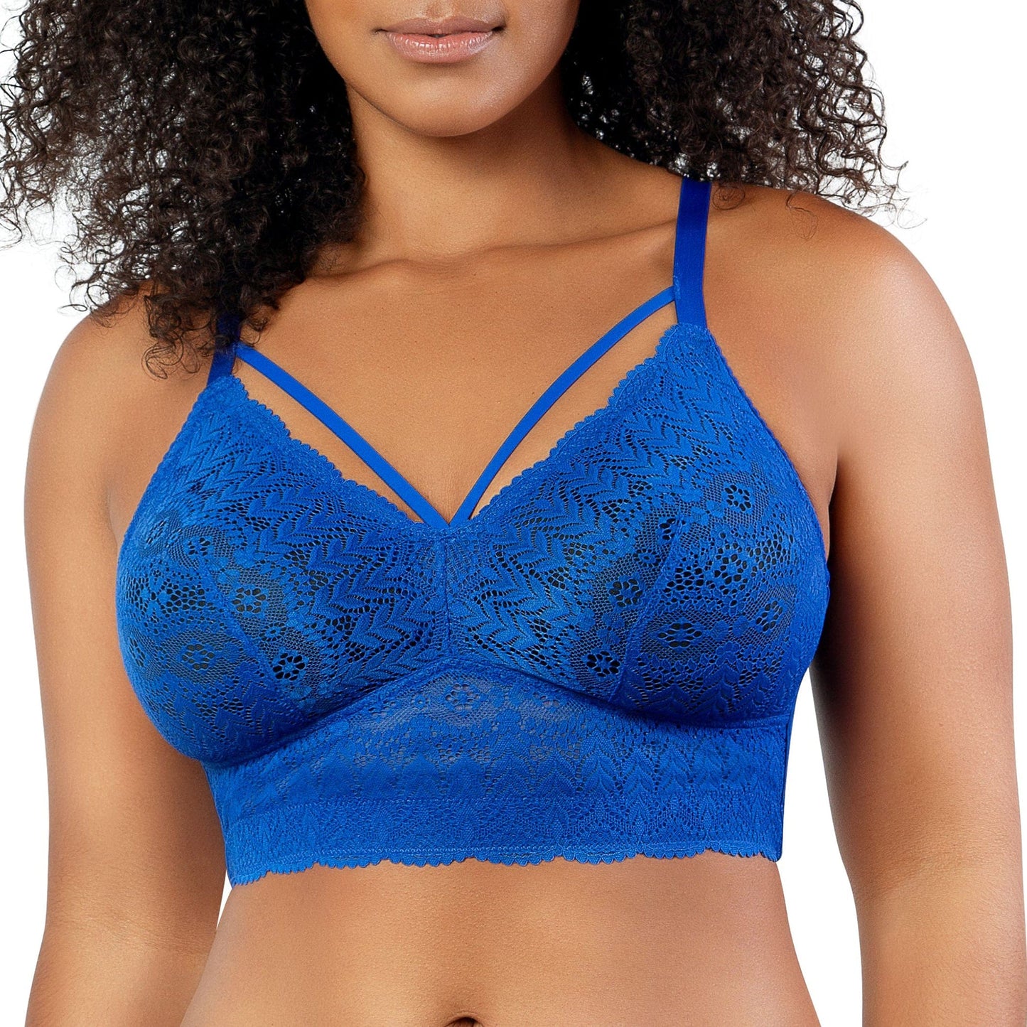 PARFAIT Mia Lace P5951 Women's Full Busted Lightly Padded Wire Free Bra - Sapphire