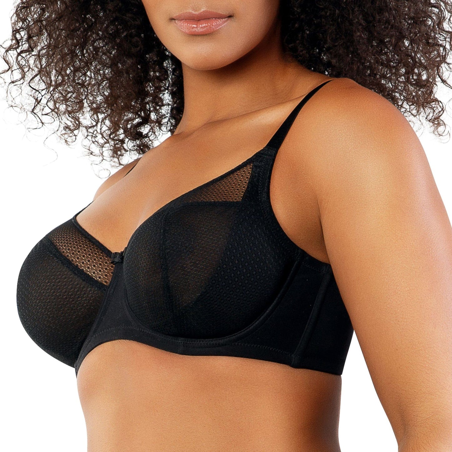 PARFAIT Paige A1672 Women's Lace Mesh Full Busted Wired Unlined Bra - Black