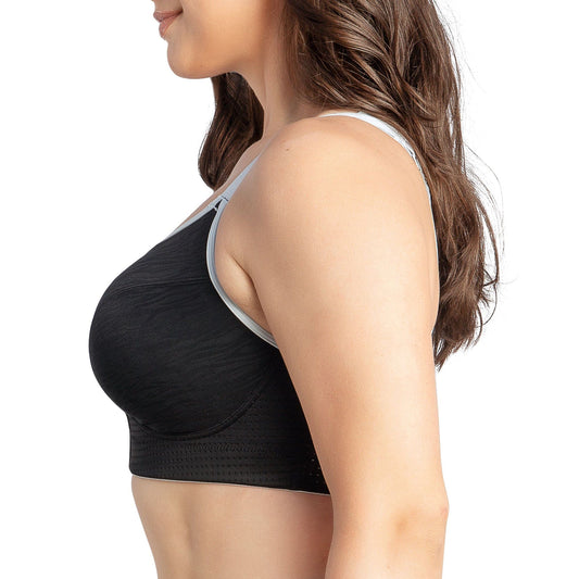 PARFAIT Wave P6052 Women's Wire-Free Front Closure Sports Bra - Black