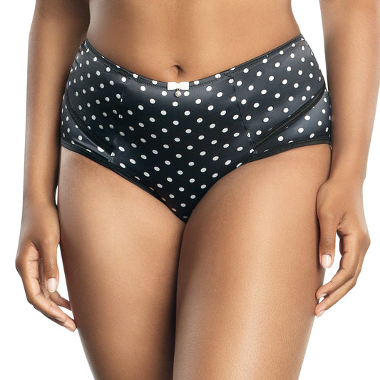 PARFAIT Charlotte 6917 Women's Full Figured Curvy High Waist Brief Vintage  - Black Dot