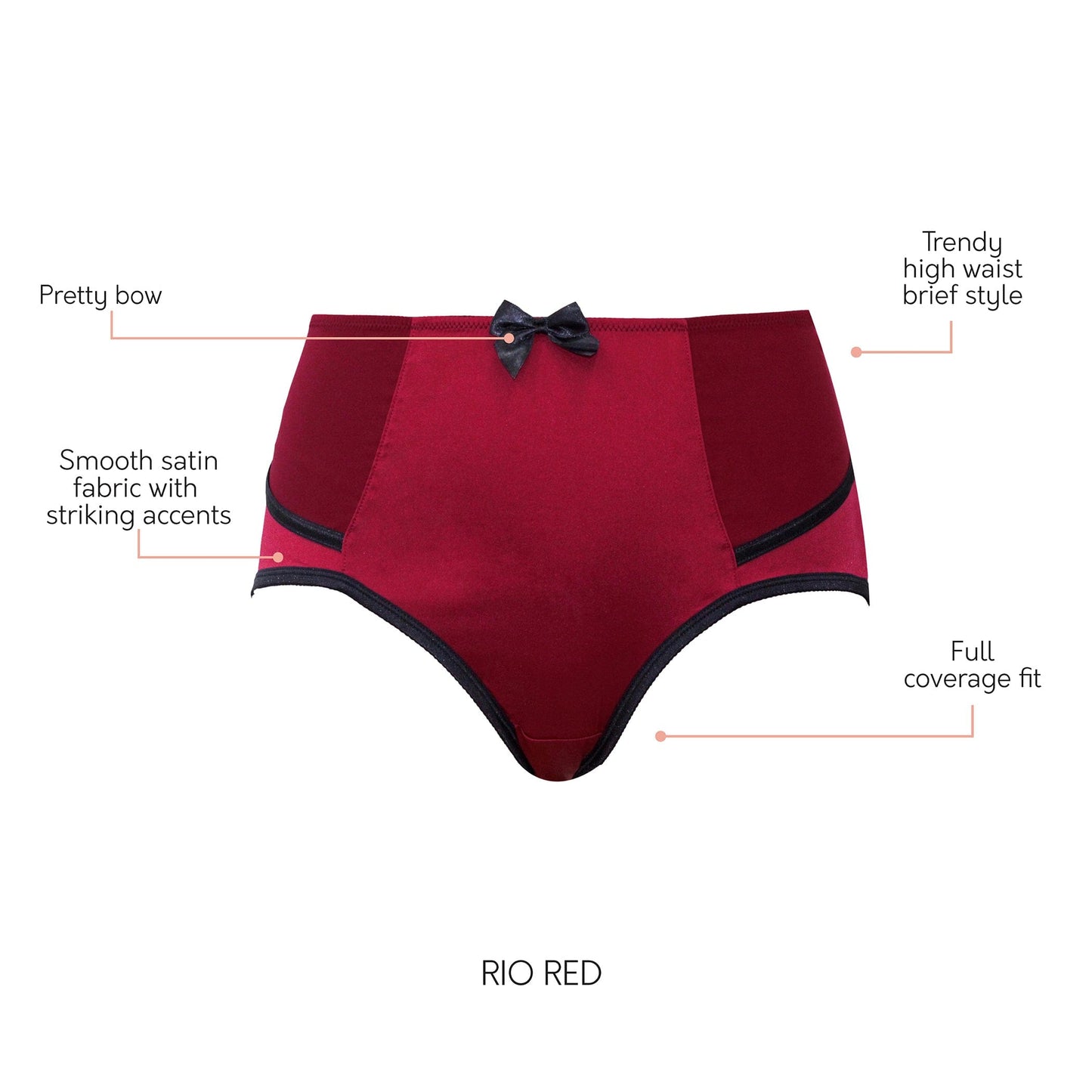 PARFAIT Charlotte 6917 Women's Full Figured Curvy High Waist Brief Vintage  - Rio Red