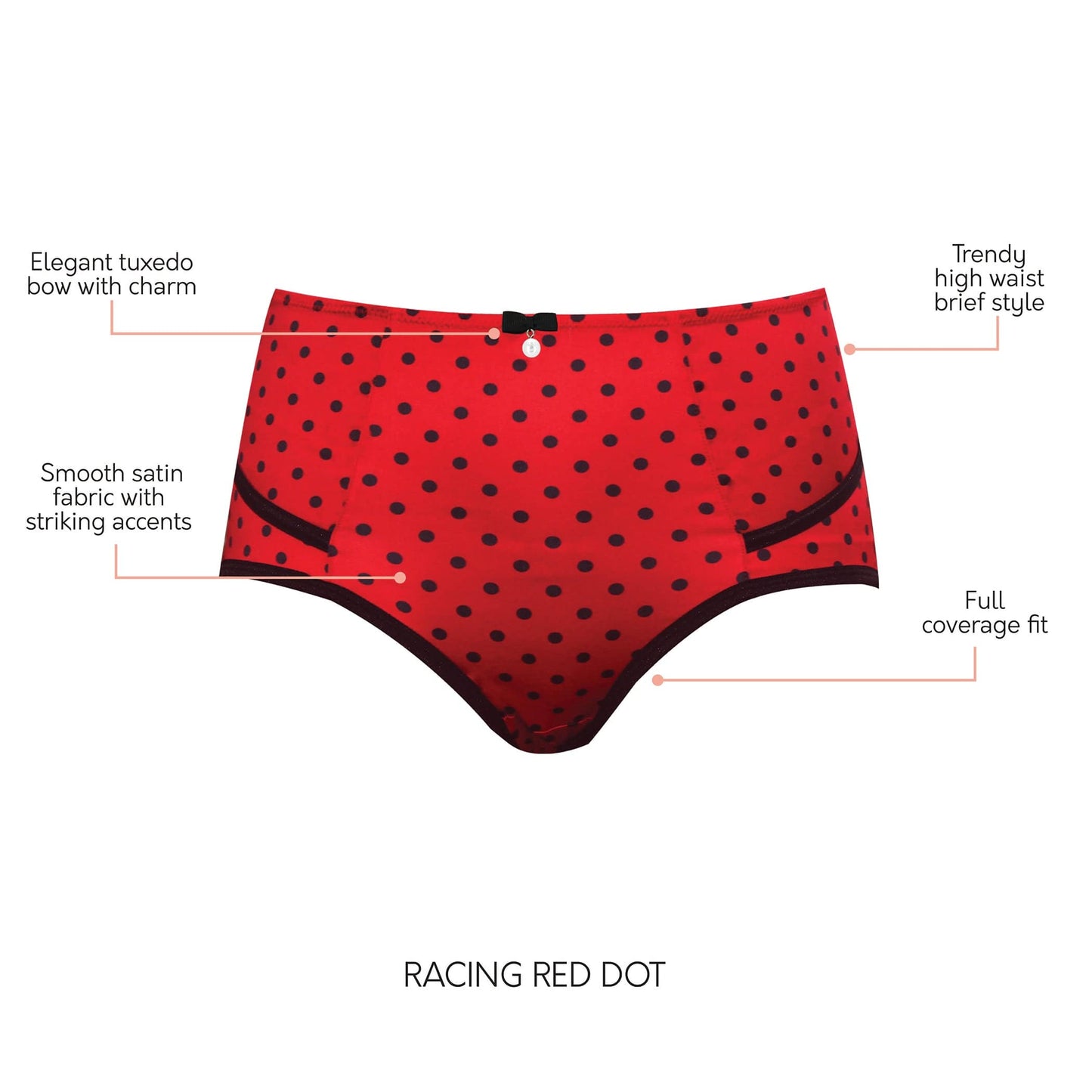 Charlotte High Waist Vinatge Brief - Racing Red Dot