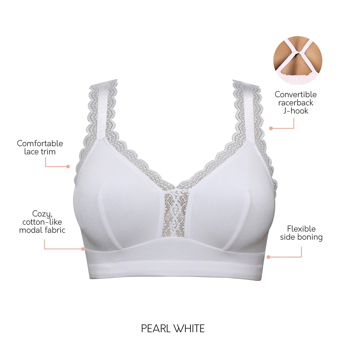 Dalis Wire-Free Full Bust Bralette - Pearl White