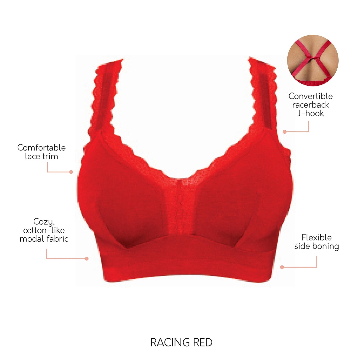PARFAIT Dalis P5641 Women's Full Busted and Curvy Wire Free Bralette  - Racing Red