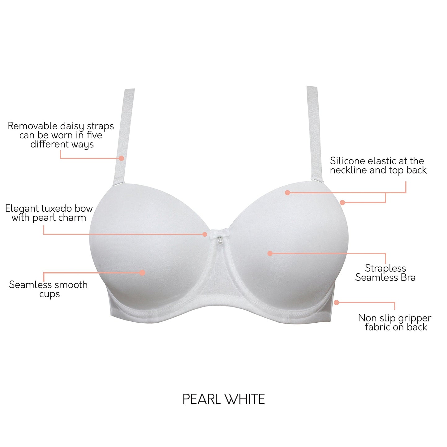 Elise Full Bust Strapless Bra - Pearl White