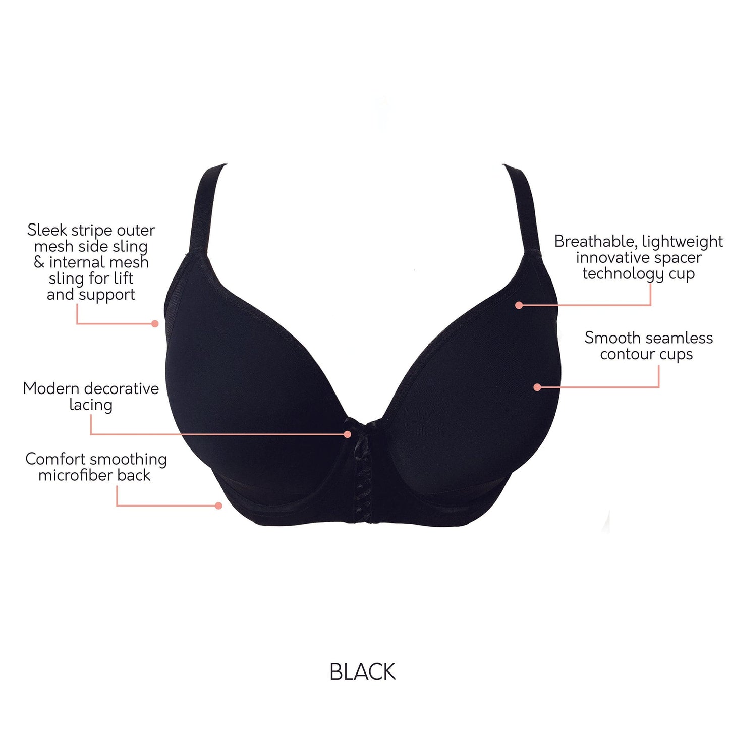 Shea Full Bust T-Shirt Bra - Black
