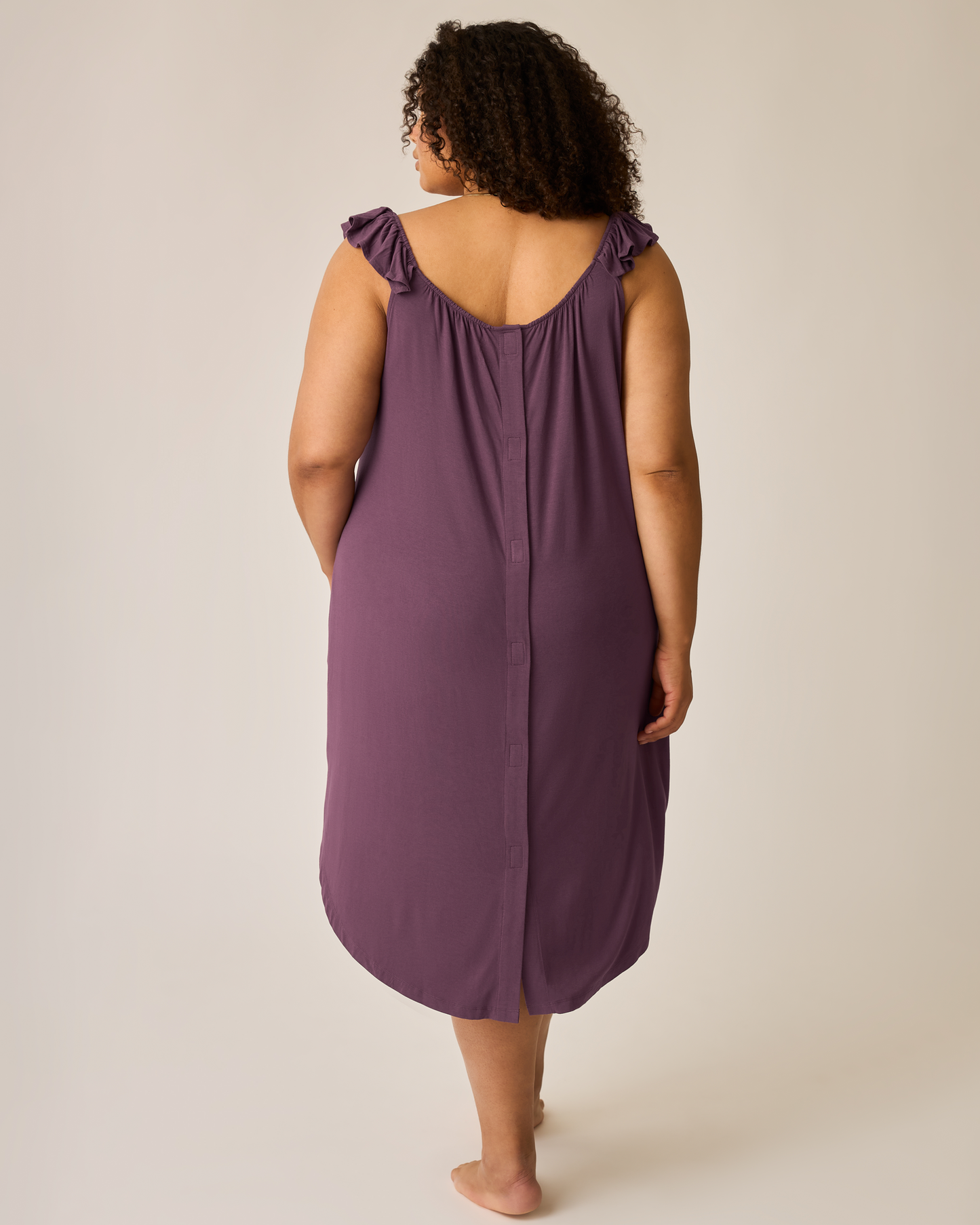 Ruffle Strap Labor & Delivery Gown | Burgundy Plum