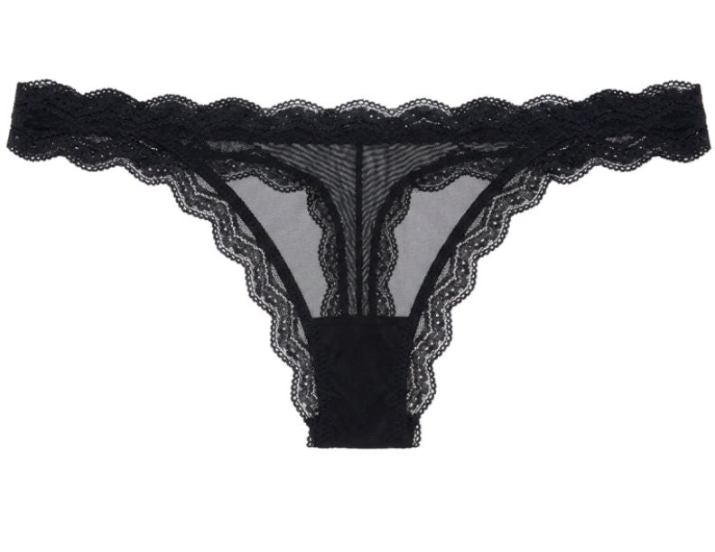 Mesh Thong with Lace Trim at the Waist and Leg, XS-2X