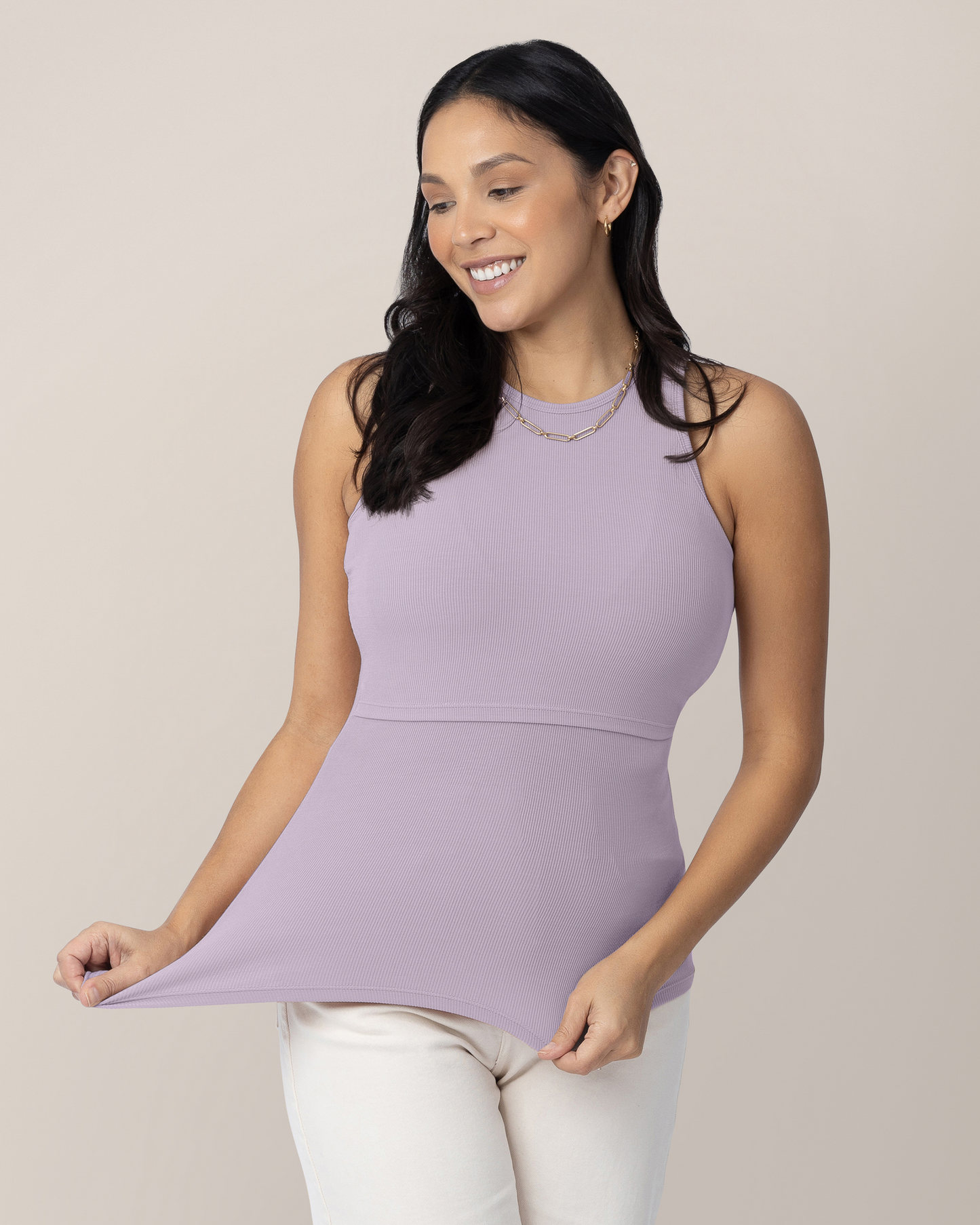 Ribbed Bamboo Racerback Nursing Tank | Lavender Mist