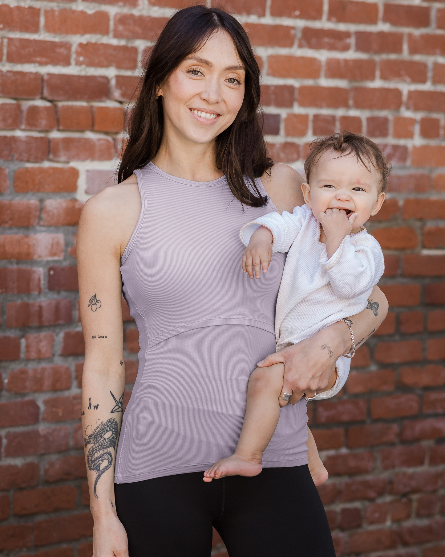 Ribbed Bamboo Racerback Nursing Tank | Lavender Mist