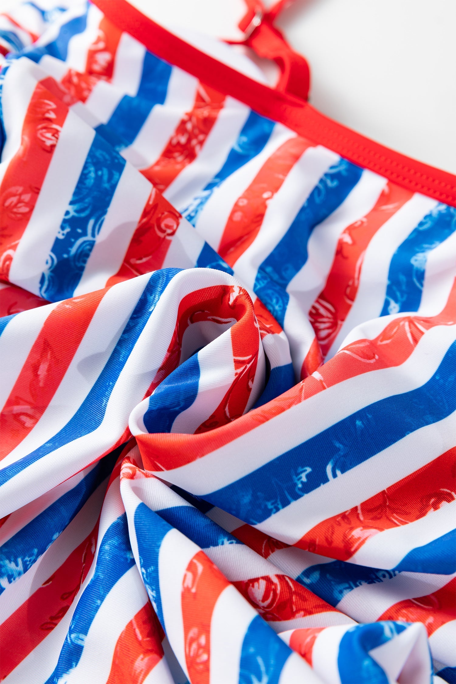 Close-up of red, white, and blue striped fabric