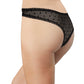 Flocked Polka Dot Mesh Thong with Lace Details