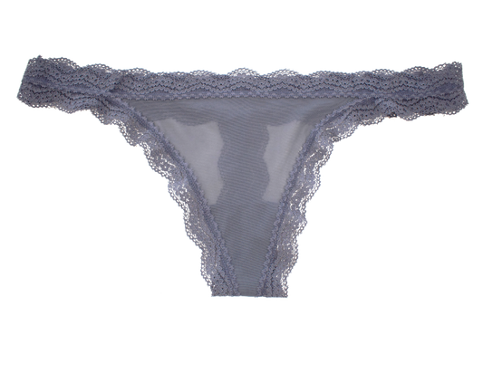 Mesh Thong with Lace Trim at the Waist and Leg, XS-2X