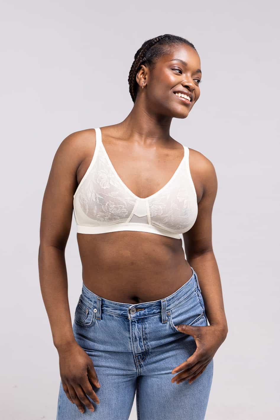 Dandelion Smooth Lace Sheer Plunge Bralette, D/DD Cup