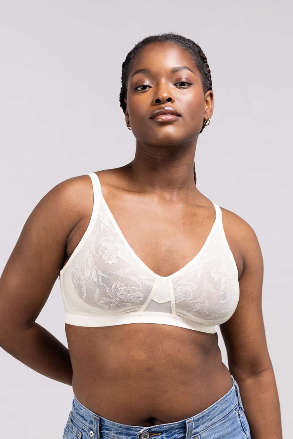 Dandelion Smooth Lace Sheer Plunge Bralette, D/DD Cup