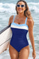 Colorblock Square Neckline One-Piece Swimsuit