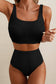 Colorblock Corded Square Neck Bikini Swimsuit