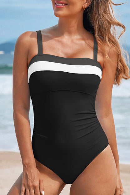 Colorblock Square Neckline One-Piece Swimsuit