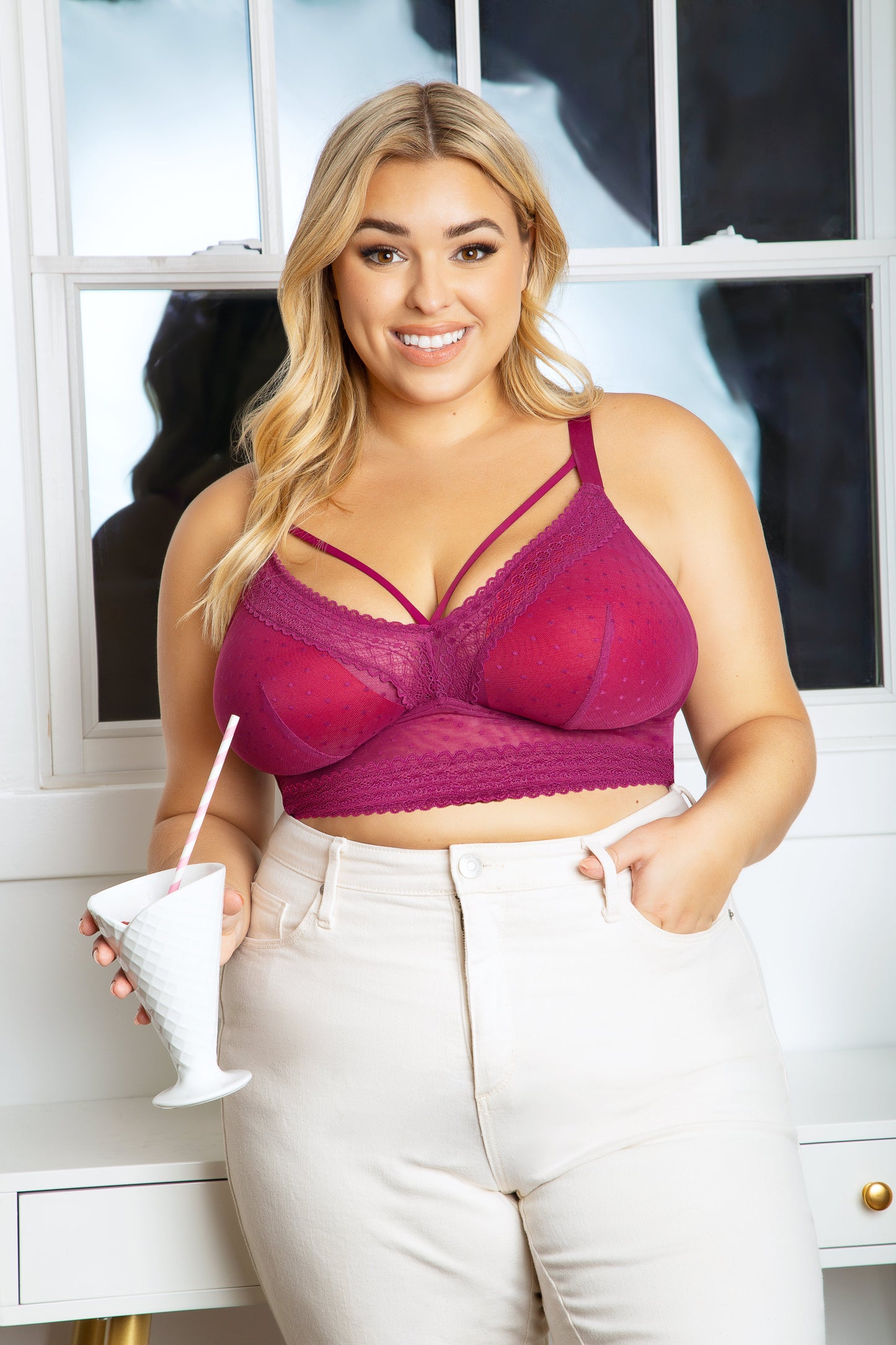 Mia Wire-Free Full Bust Padded Bralette - Blackberry
