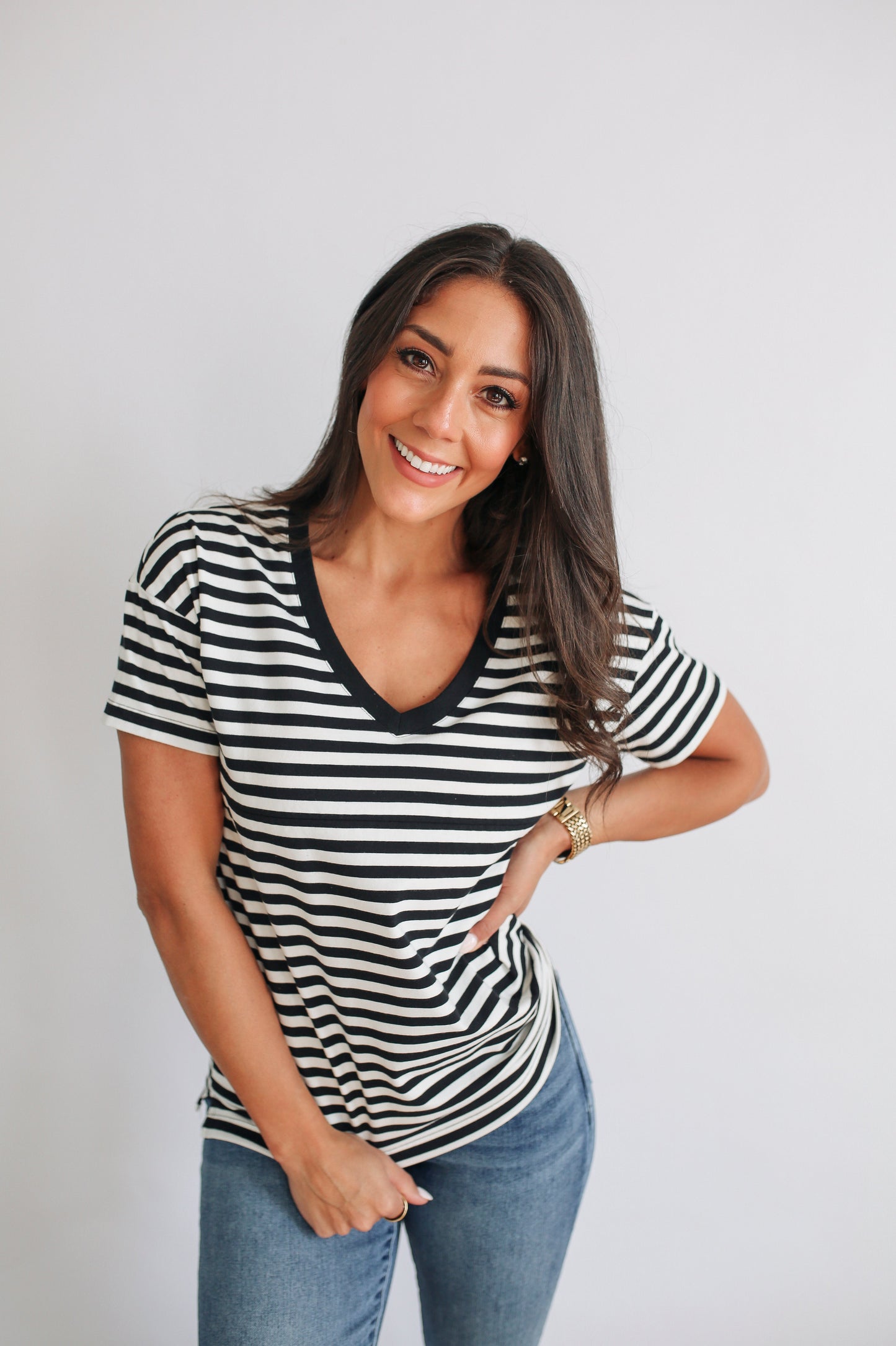 V-Neck Full Zip Breastfeeding Tee