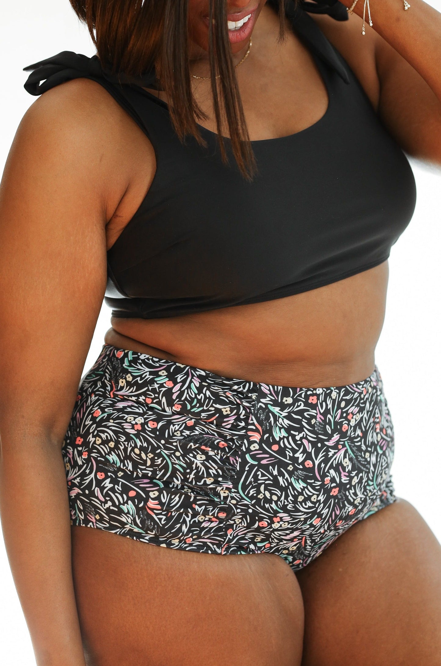 Moderate Coverage High Waist Bikini Bottoms