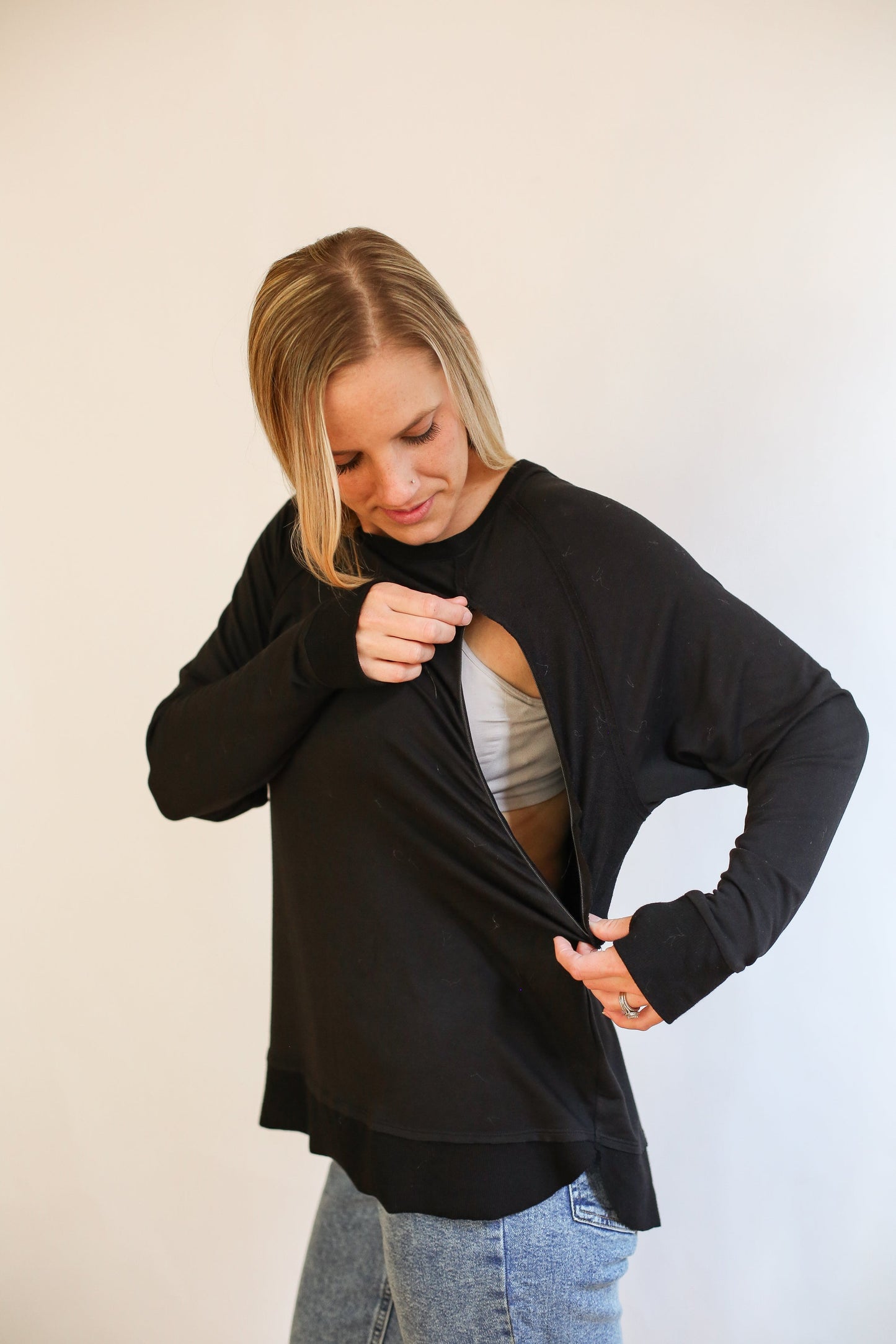 FINAL SALE - Free Flowing Long Sleeve Nursing Top
