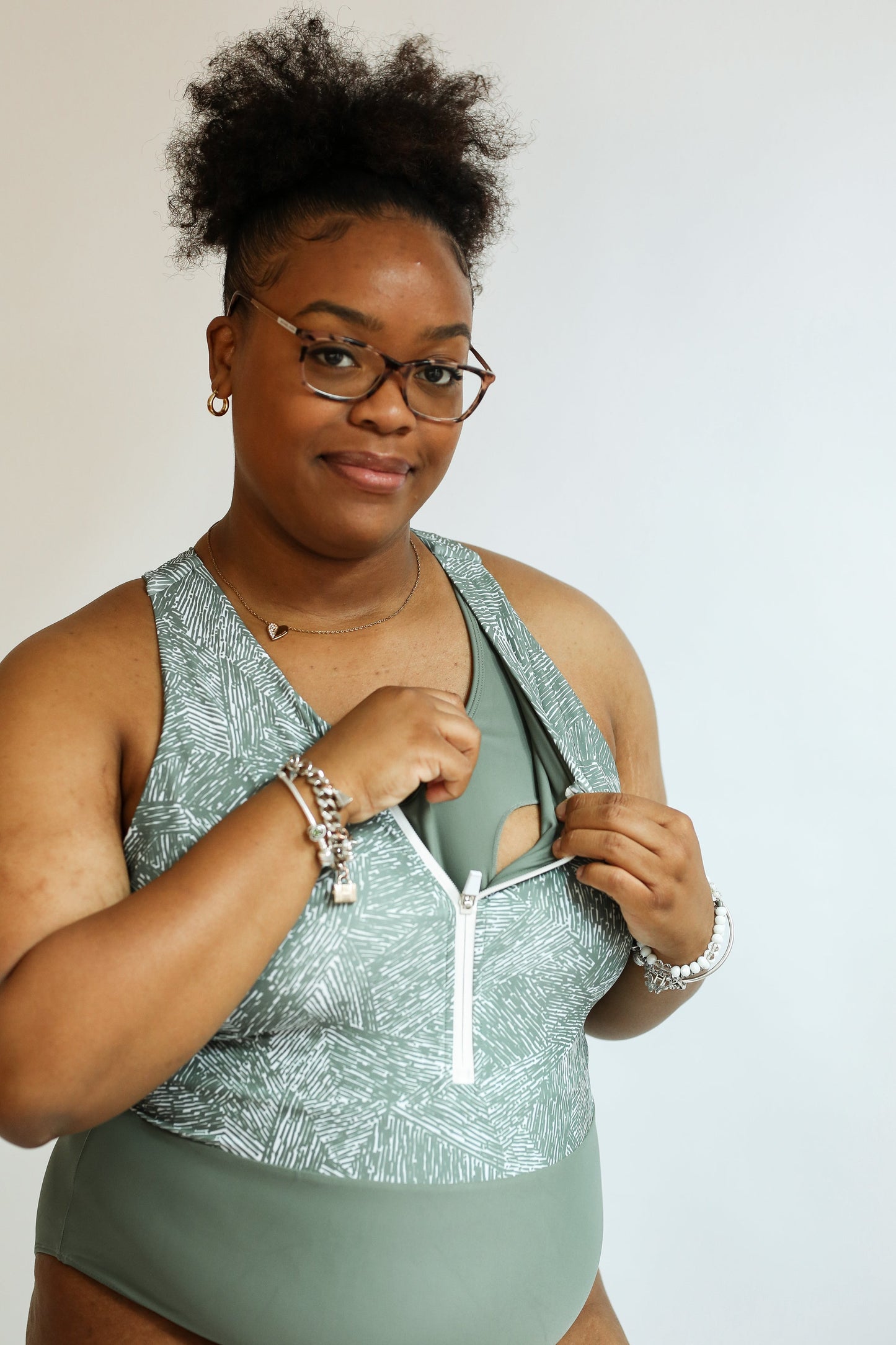 One Piece Zip Up Breastfeeding Swimsuit