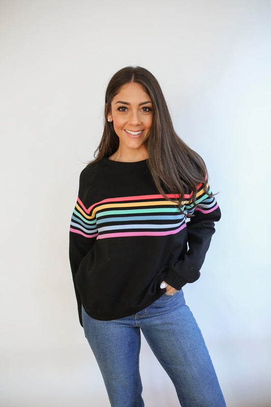 FINAL SALE Six Stripe Invisible Zip Breastfeeding Sweatshirt