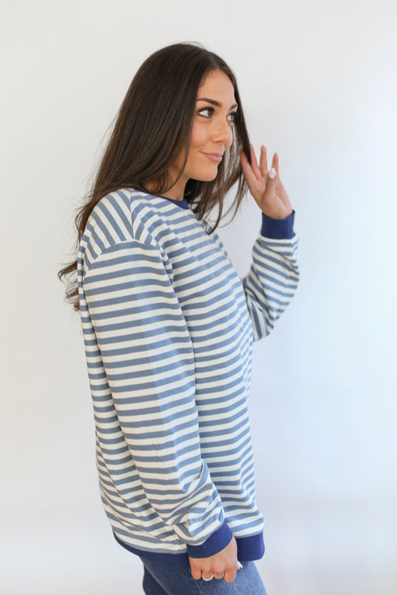 Oversized Fit Freestyle Stripe Breastfeeding Sweatshirt
