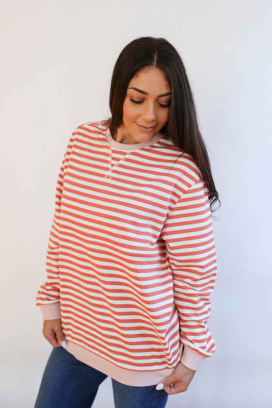 Oversized Fit Freestyle Stripe Breastfeeding Sweatshirt