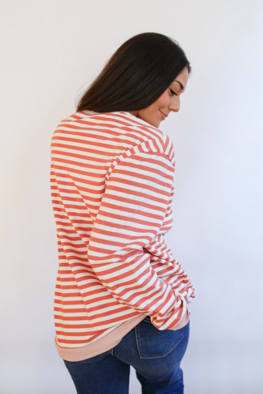 Oversized Fit Freestyle Stripe Breastfeeding Sweatshirt
