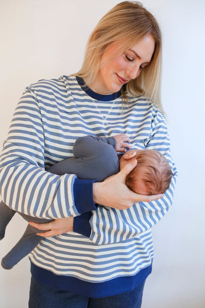 Oversized Fit Freestyle Stripe Breastfeeding Sweatshirt