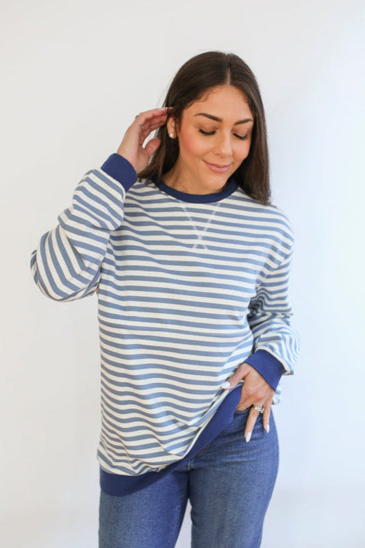 Oversized Fit Freestyle Stripe Breastfeeding Sweatshirt
