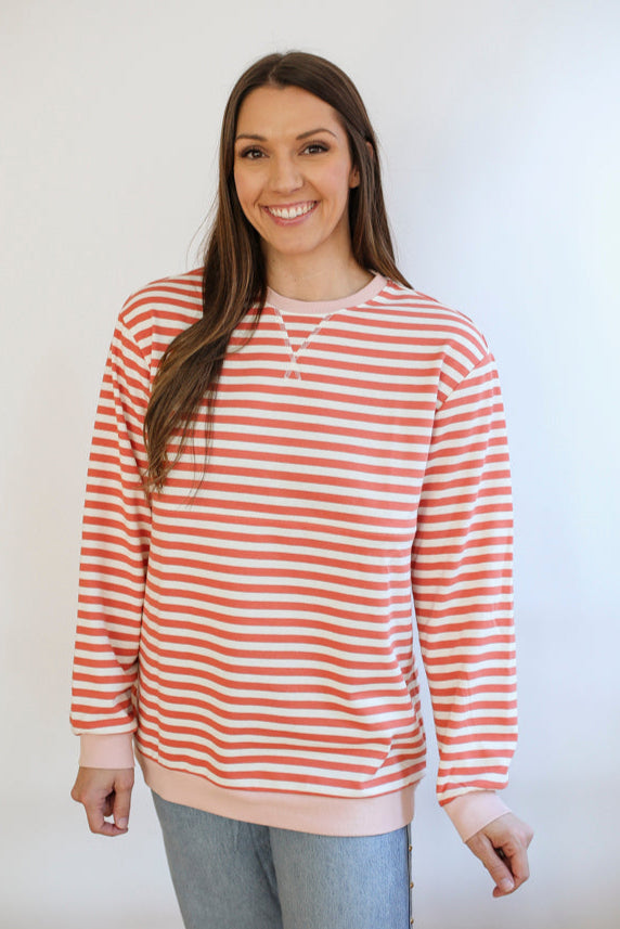 Oversized Fit Freestyle Stripe Breastfeeding Sweatshirt