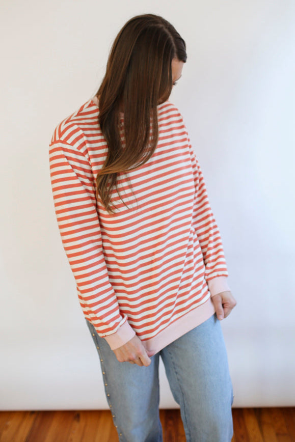 Oversized Fit Freestyle Stripe Breastfeeding Sweatshirt