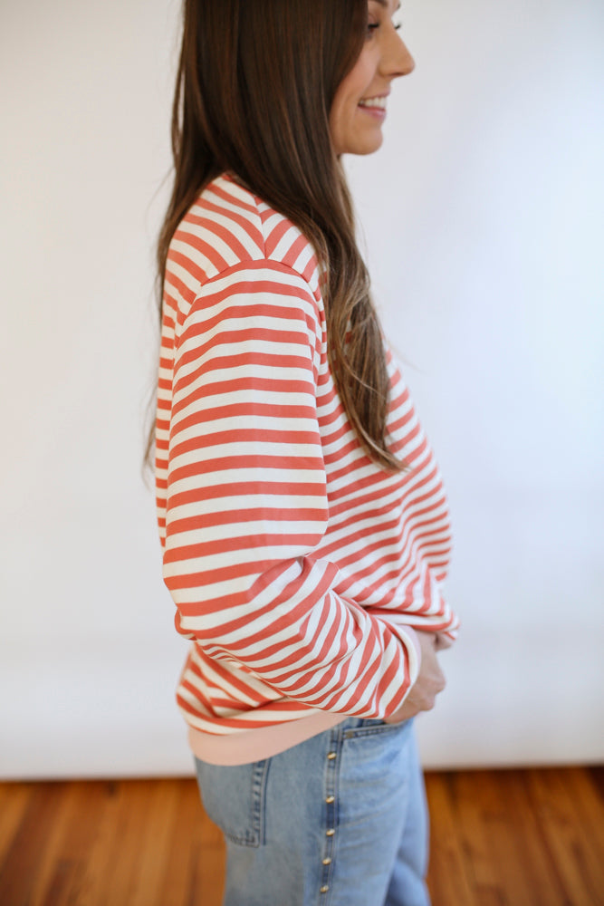Oversized Fit Freestyle Stripe Breastfeeding Sweatshirt