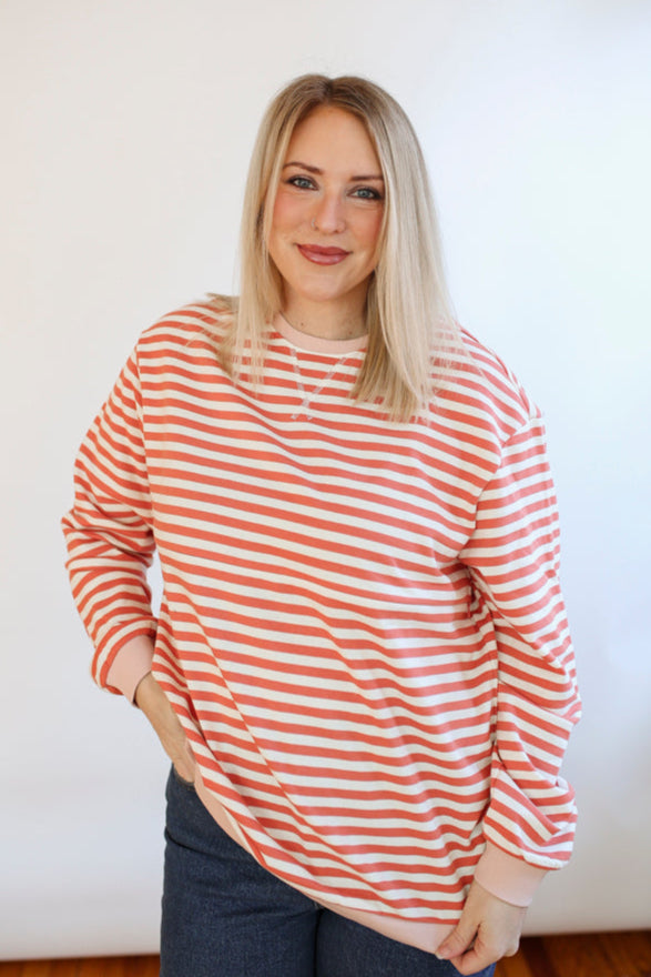 Oversized Fit Freestyle Stripe Breastfeeding Sweatshirt
