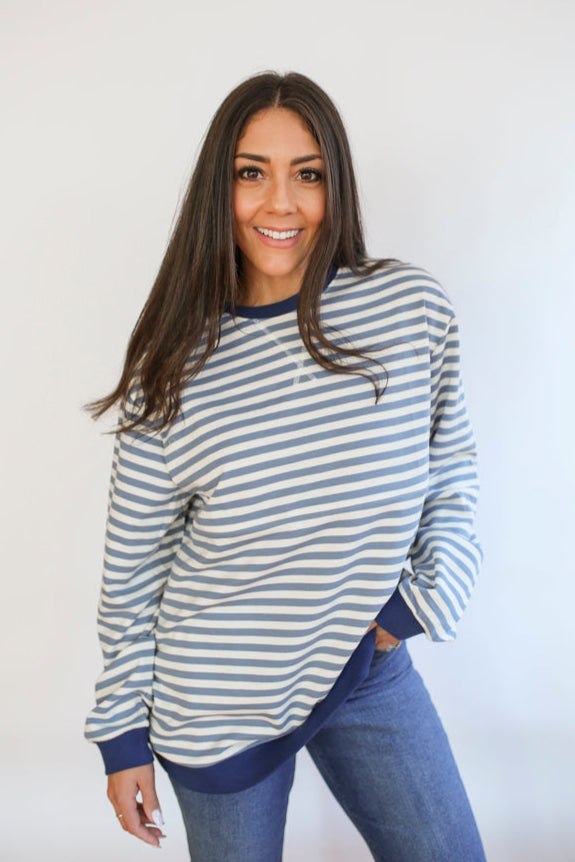 Oversized Fit Freestyle Stripe Breastfeeding Sweatshirt