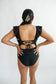 Lace Up Ruffle Neck One Piece Breastfeeding Swimsuit