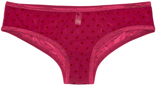 Polka Dot Mesh Bikini with Satin Trim