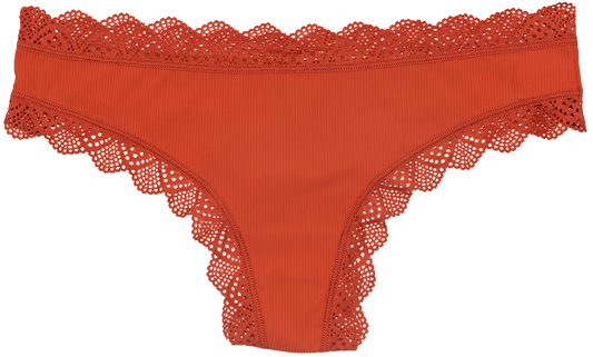 Pretty Red Lace-Trim Thong – Silky & Flattering S–XL