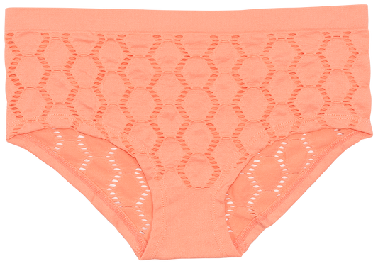 Peek-A-Boo Jacquard Seamless Boyshort in Black or Peach